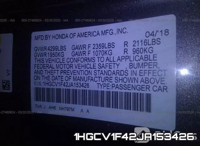 1HGCV1F42JA153426 фото 10