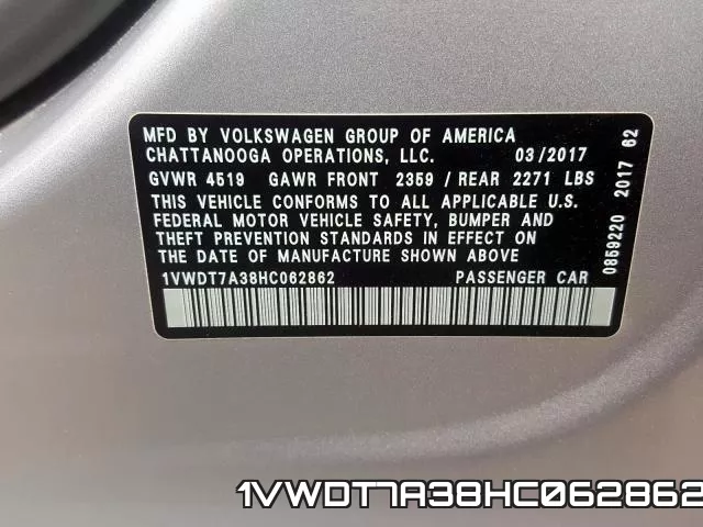1VWDT7A38HC062862 фото 2