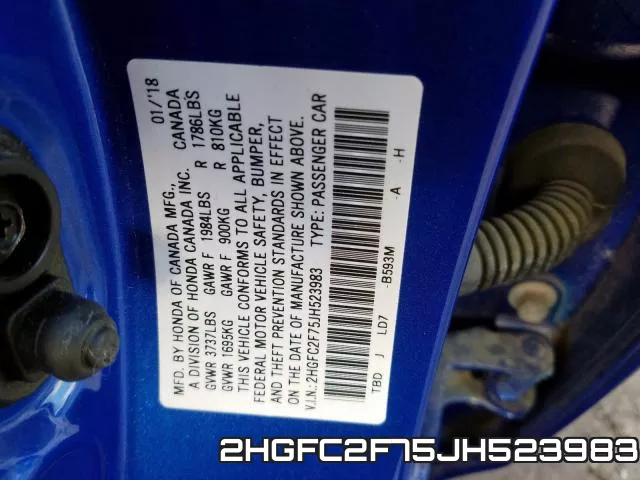 2HGFC2F75JH523983 фото 2