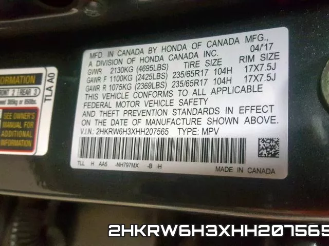 2HKRW6H3XHH207565 фото 2
