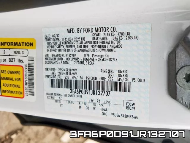 3FA6P0D91JR132707 фото 2