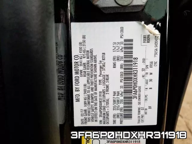 3FA6P0HDXHR311918 фото 2
