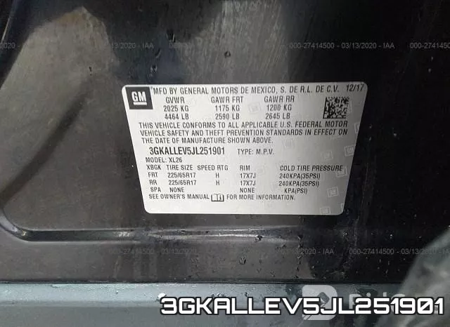 3GKALLEV5JL251901 фото 8