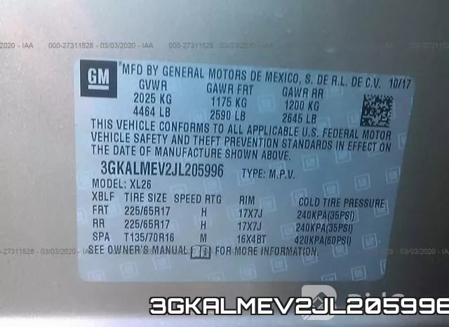3GKALMEV2JL205996 фото 7