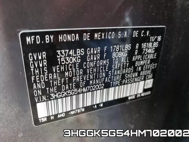 3HGGK5G54HM702002 фото 2