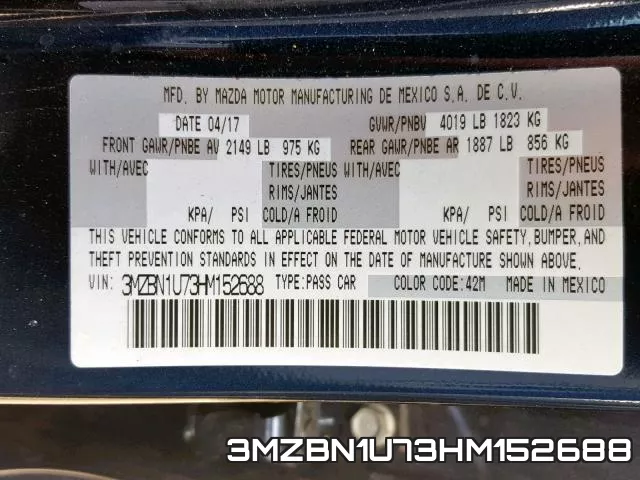 3MZBN1U73HM152688 фото 2