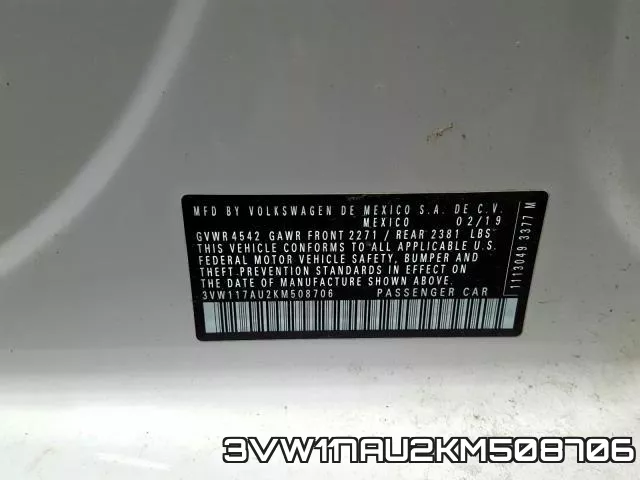 3VW117AU2KM508706 фото 2