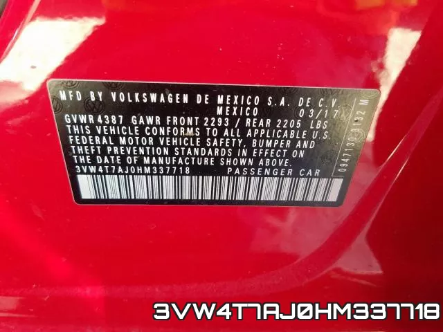 3VW4T7AJ0HM337718 фото 2