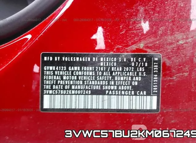 3VWC57BU2KM067249 фото 10
