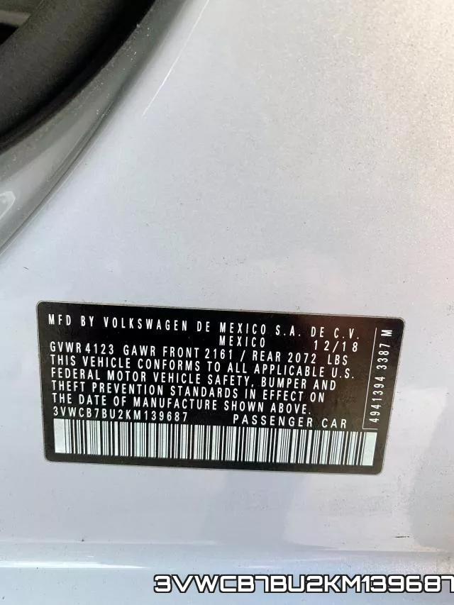 3VWCB7BU2KM139687 фото 2