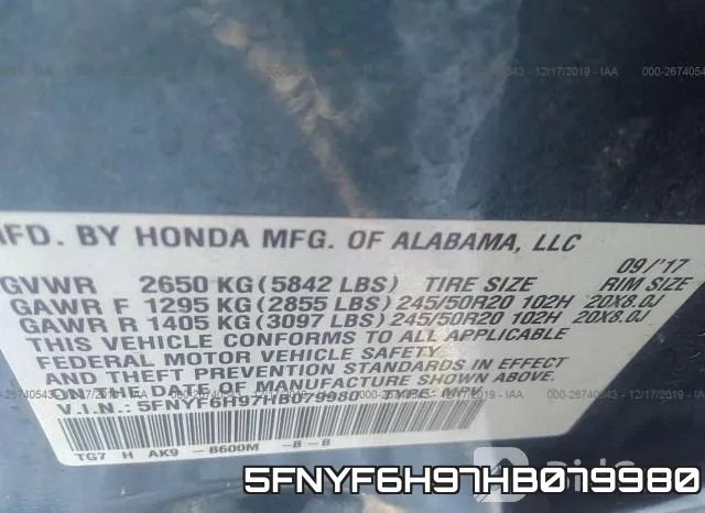 5FNYF6H97HB079980 фото 10