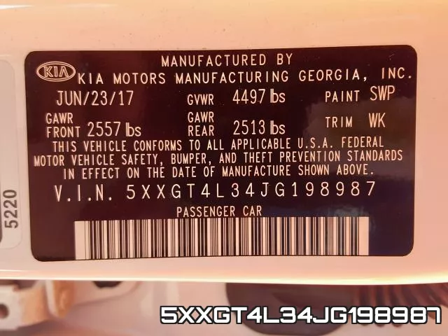 5XXGT4L34JG198987 фото 2
