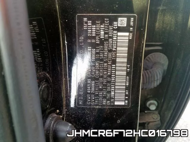 JHMCR6F72HC016798 фото 2