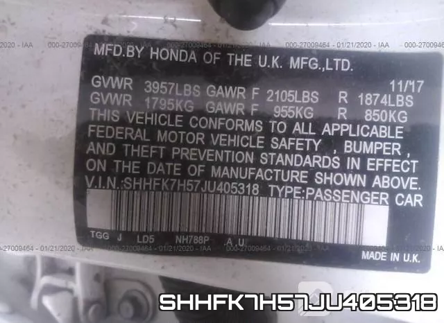 SHHFK7H57JU405318 фото 10