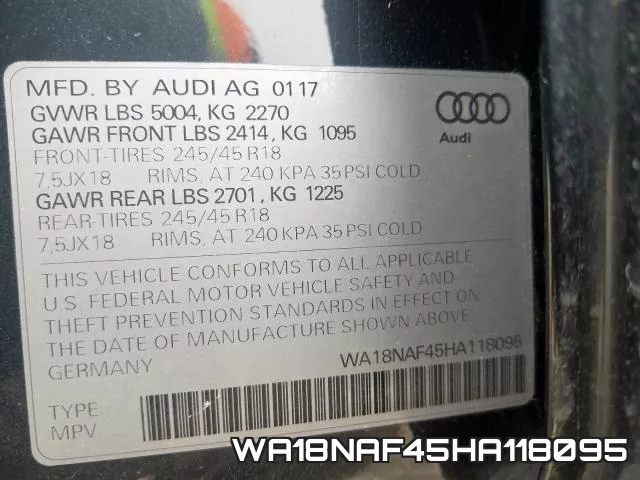 WA18NAF45HA118095 фото 2