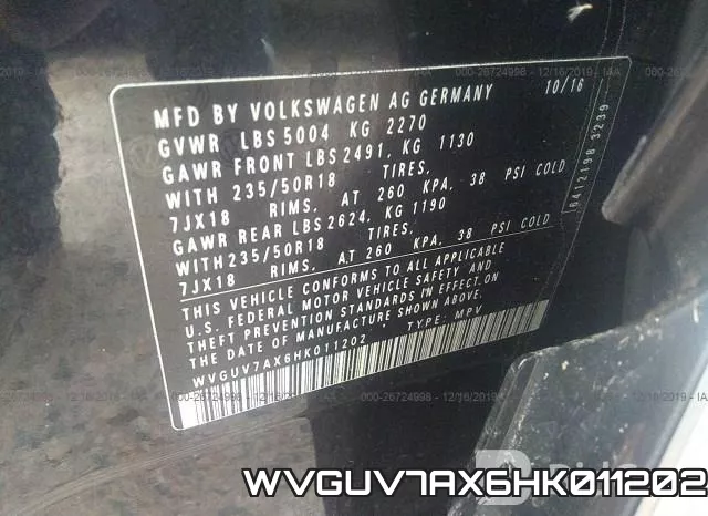 WVGUV7AX6HK011202 фото 7