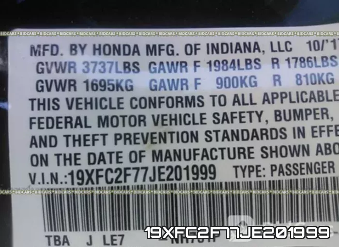 19XFC2F77JE201999 фото 10