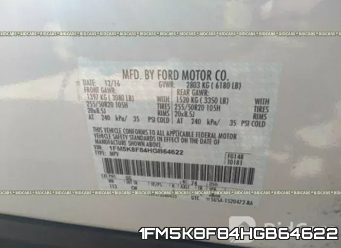 1FM5K8F84HGB64622 фото 10