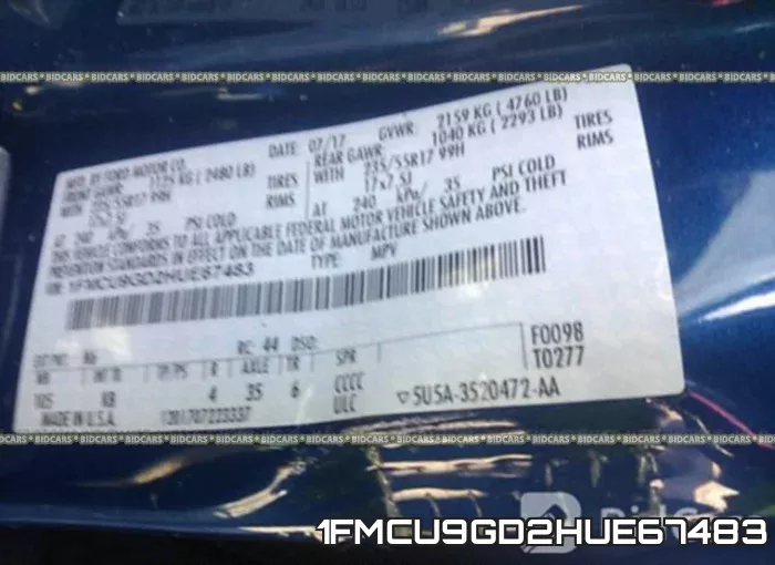 1FMCU9GD2HUE67483 фото 10