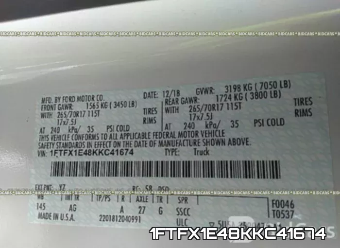 1FTFX1E48KKC41674 фото 10