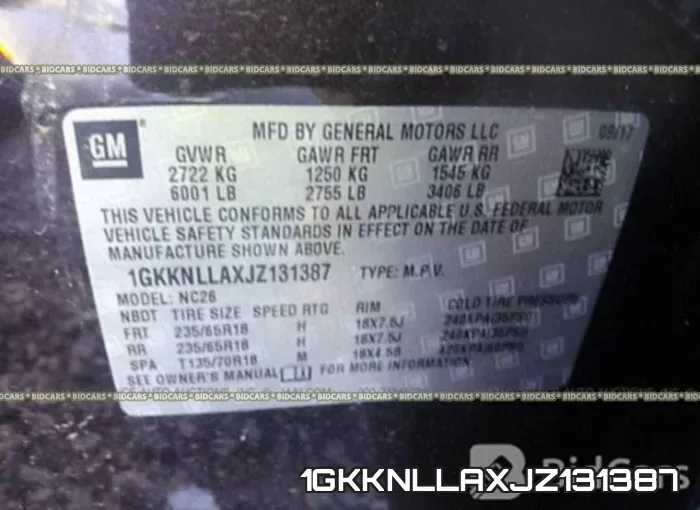 1GKKNLLAXJZ131387 фото 10