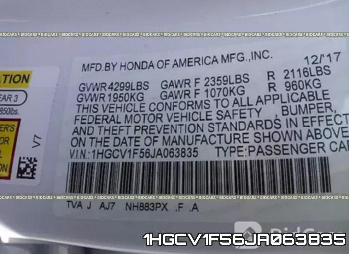 1HGCV1F56JA063835 фото 10