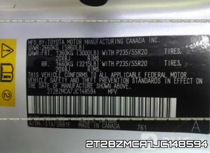 2T2BZMCA7JC148594 фото 10