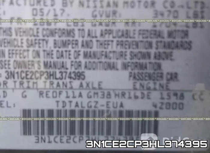 3N1CE2CP3HL374395 фото 10