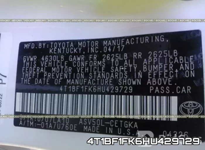 4T1BF1FK6HU429729 фото 10