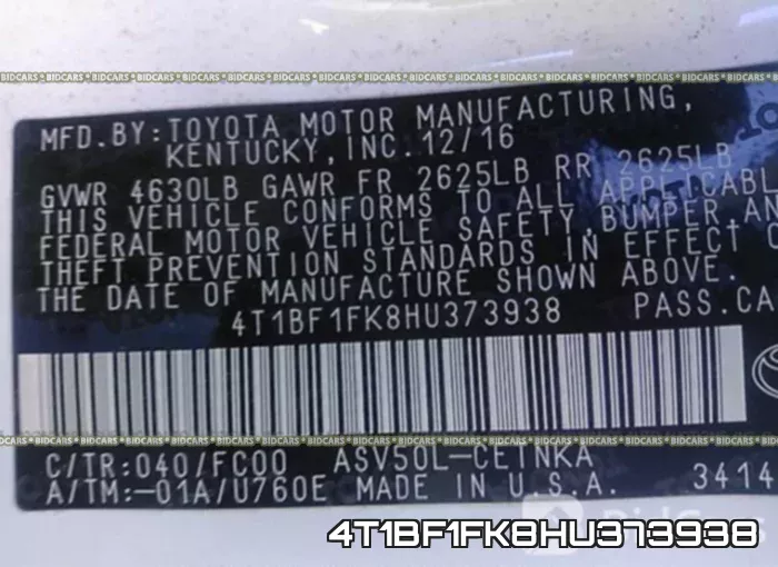 4T1BF1FK8HU373938 фото 10