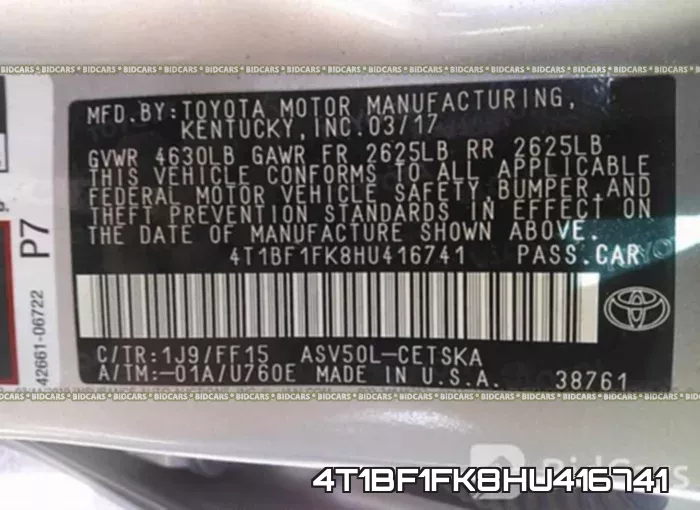 4T1BF1FK8HU416741 фото 10