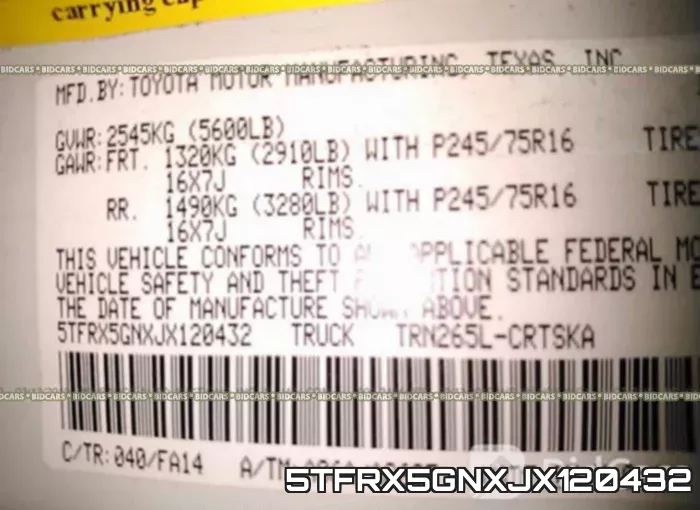 5TFRX5GNXJX120432 фото 10