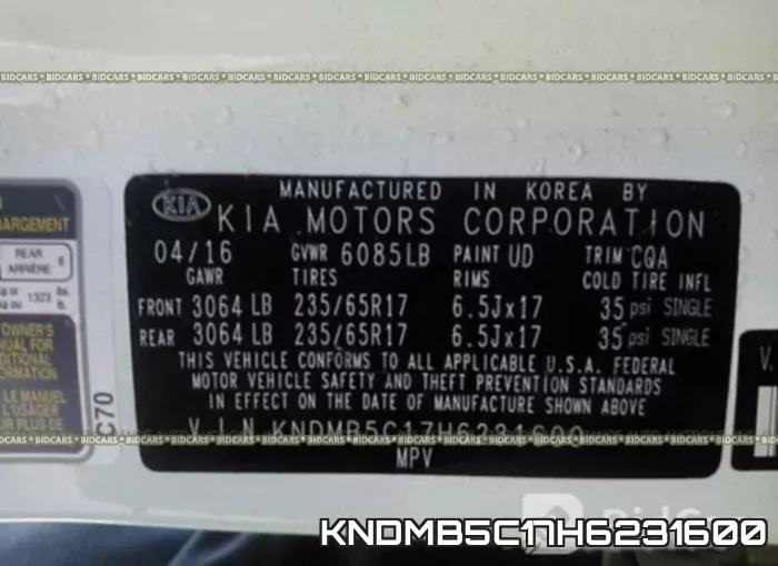 KNDMB5C17H6231600 фото 10