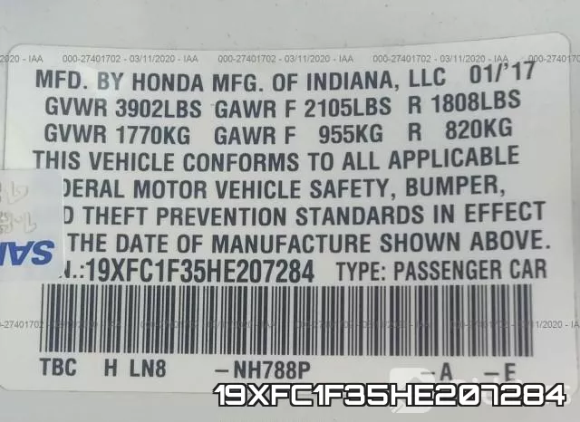 19XFC1F35HE207284 фото 10