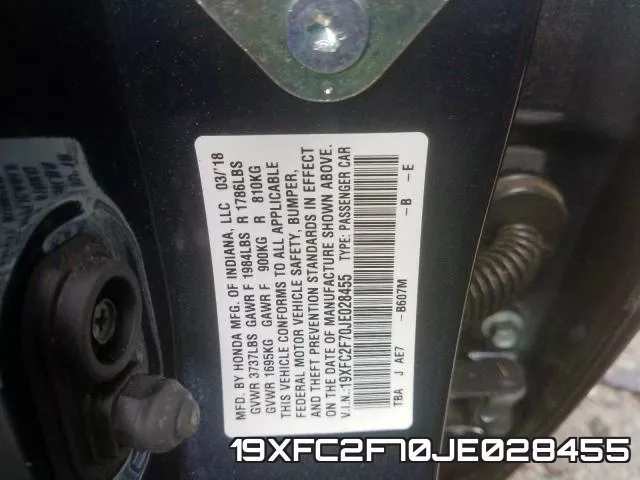 19XFC2F70JE028455 фото 2