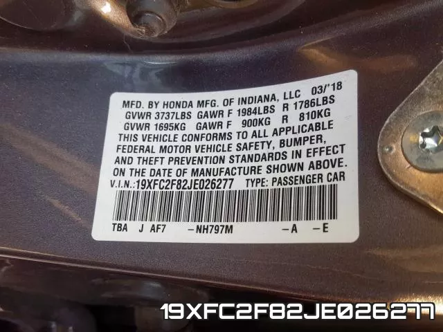 19XFC2F82JE026277 фото 2