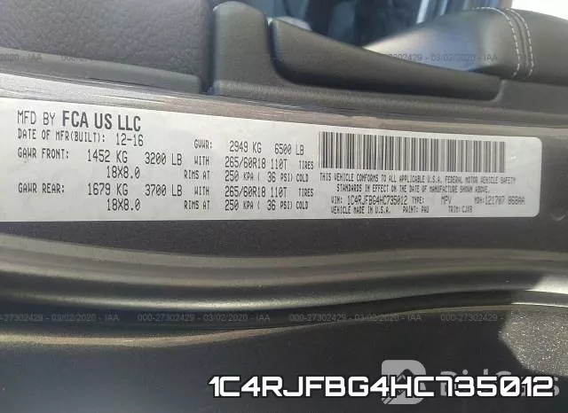 1C4RJFBG4HC735012 фото 10