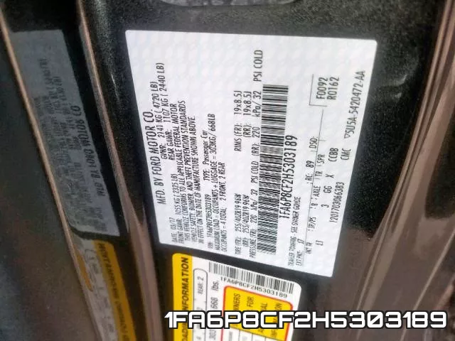 1FA6P8CF2H5303189 фото 2