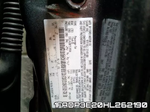 1FADP3E20HL262190 фото 2