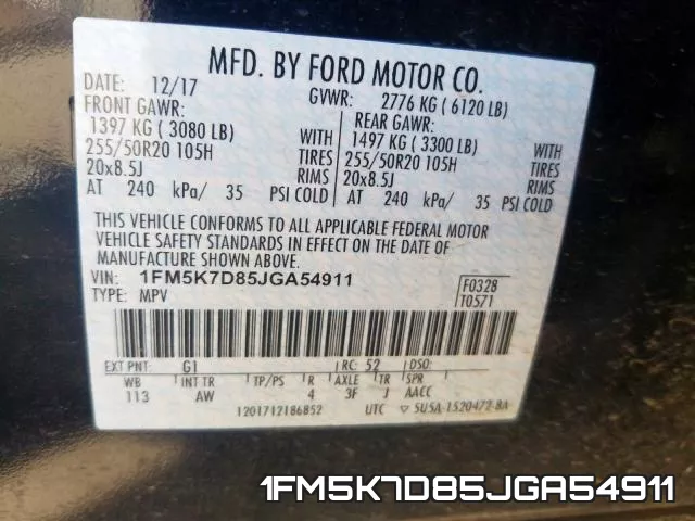 1FM5K7D85JGA54911 фото 2