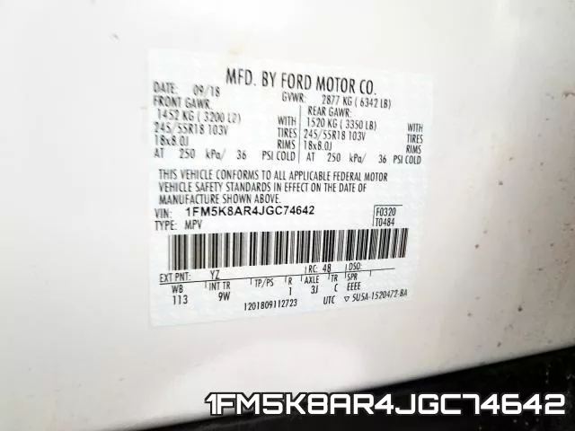 1FM5K8AR4JGC74642 фото 2