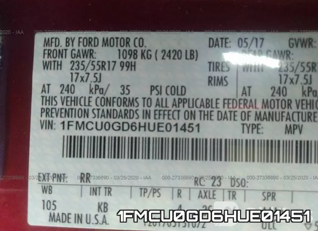 1FMCU0GD6HUE01451 фото 10