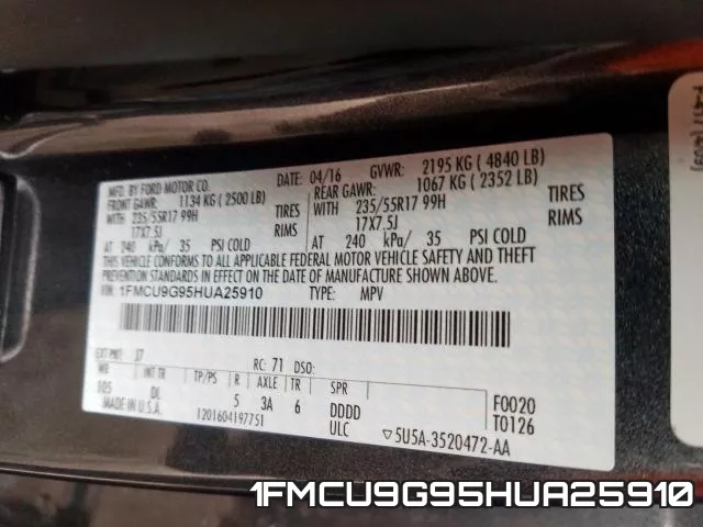 1FMCU9G95HUA25910 фото 2