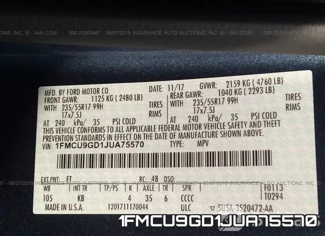 1FMCU9GD1JUA75570 фото 10