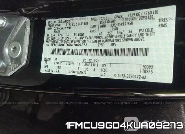1FMCU9GD4KUA09273 фото 10