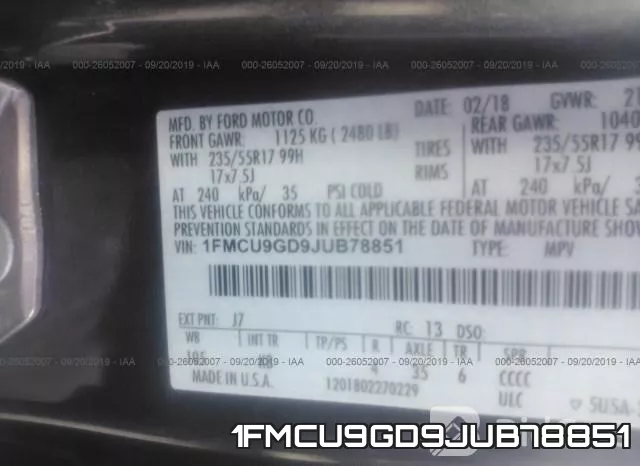 1FMCU9GD9JUB78851 фото 10