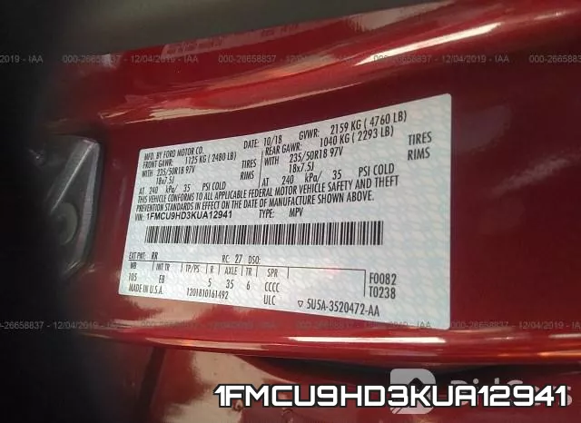 1FMCU9HD3KUA12941 фото 10