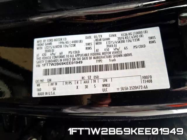 1FT7W2B69KEE01949 фото 2
