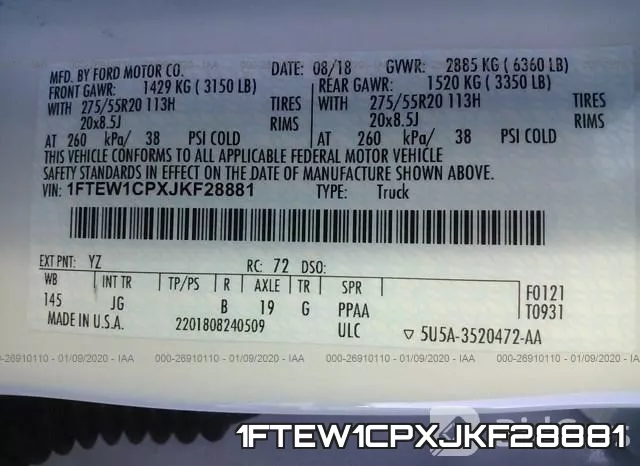 1FTEW1CPXJKF28881 фото 10