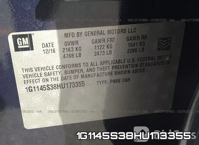 1G1145S38HU173355 фото 9